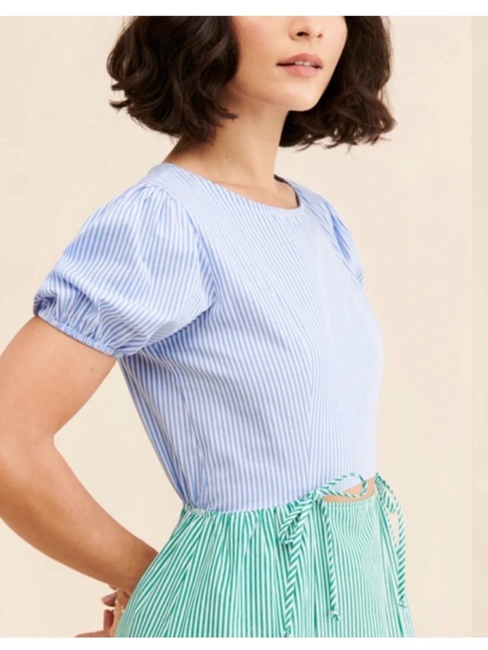 Lisa Says Gah Mint Striped Tie-Waist Dress - Picture 2 of 5